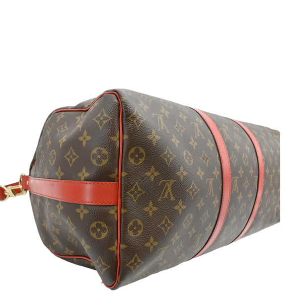 LOUIS VUITTON Keepall 50 Bandouliere Monogram Canvas Travel Bag Red