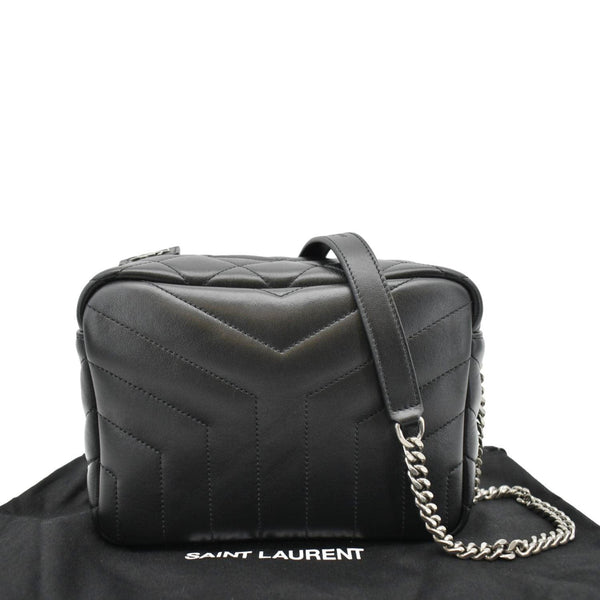 YVES SAINT LAURENT LouLou Small Monogram Black Crossbody Bag bacl look