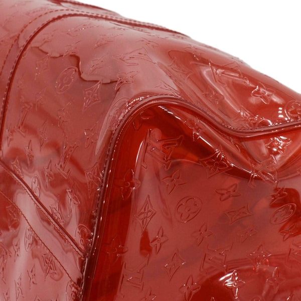 LOUIS VUITTON Keepall 50 Bandouliere Transparent PVC Travel Bag Red