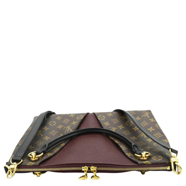 LOUIS VUITTON V MM Monogram Canvas Tote Shoulder Bag Bordeaux