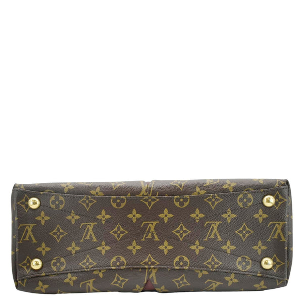 LOUIS VUITTON V MM Monogram Canvas Tote Shoulder Bag Bordeaux