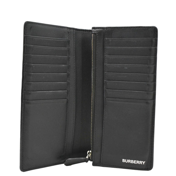BURBERRY London Check Leather Zip Wallet Black