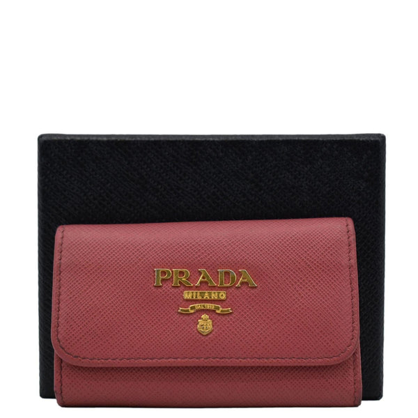 PRADA Small Saffiano Leather Key Holder Pink