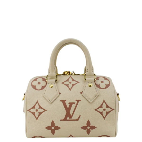 LOUIS VUITTON Speedy 20 Bandouliere Giant Monogram Empreinte Leather Shoulder Bag Cream