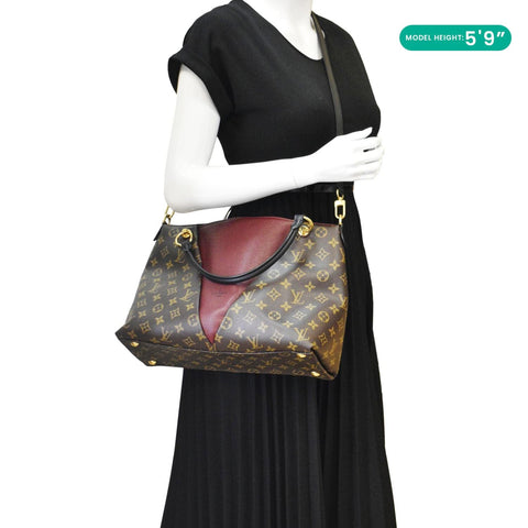 LOUIS VUITTON V MM Monogram Canvas Tote Shoulder Bag Bordeaux