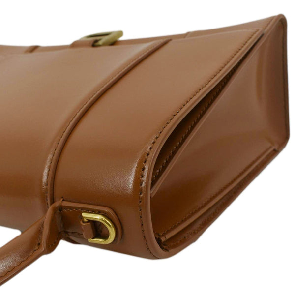BALENCIAGA Medium Hourglass Leather Top Handle Shoulder Bag Tan