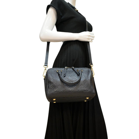 LOUIS VUITTON Speedy Bandouliere 25 Empreinte Leather Shoulder Bag Black