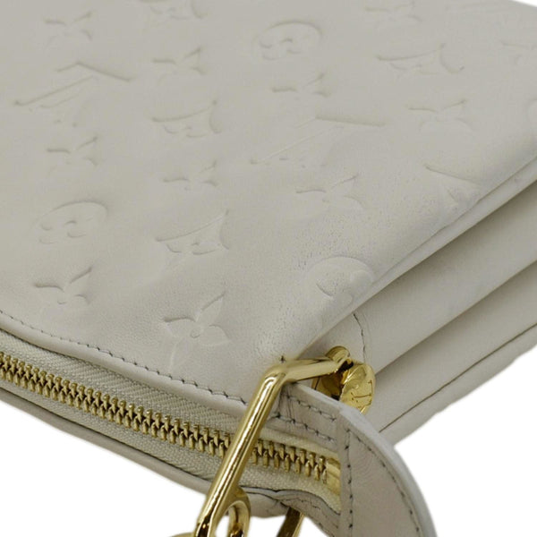 LOUIS VUITTON Coussin PM Monogram Embossed Leather Shoulder Bag White
