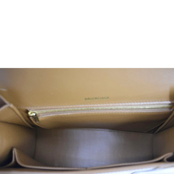 BALENCIAGA Medium Hourglass Leather Top Handle Shoulder Bag Tan