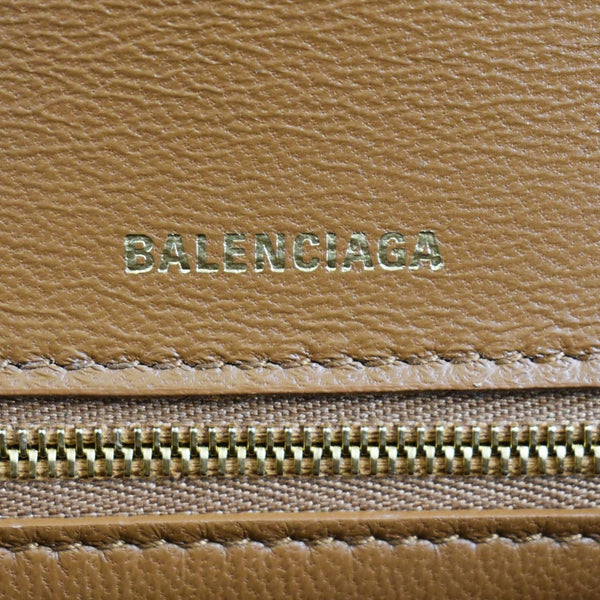 BALENCIAGA Medium Hourglass Leather Top Handle Shoulder Bag Tan