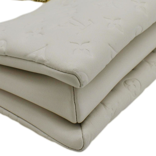 LOUIS VUITTON Coussin PM Monogram Embossed Leather Shoulder Bag White