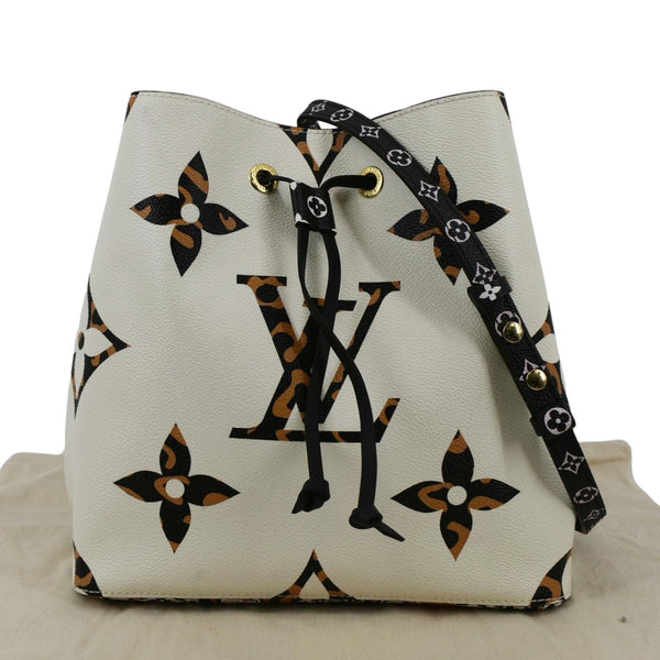 LOUIS VUITTON Neonoe Giant Jungle Canvas Shoulder Bucket Bag Ivory