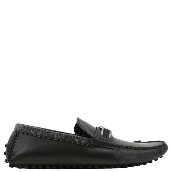 LOUIS VUITTON Hockenheim Moccasin Leather Loafers Black US 10