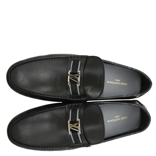 LOUIS VUITTON Hockenheim Moccasin Leather Loafers Black US 10