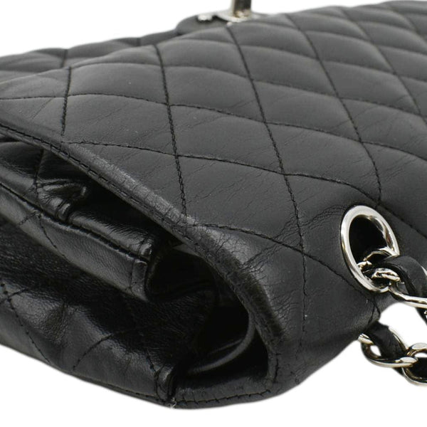 CHANEL Classic Medium Double Flap Quilted Leather Shoulder Bag Black