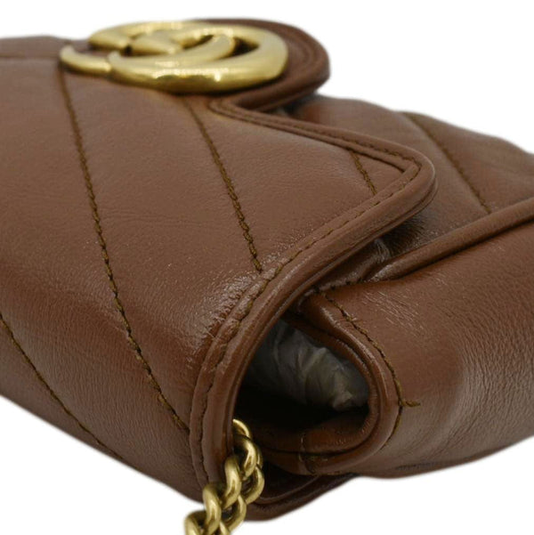 GUCCI GG Marmont Super Mini Matelasse Leather Shoulder Bag Brown 476433