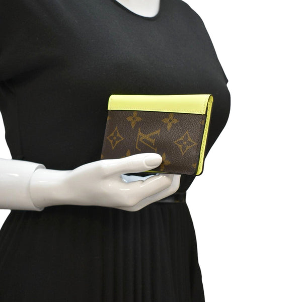 LOUIS VUITTON Pocket Organizer Monogram Canvas Wallet Neon Yellow