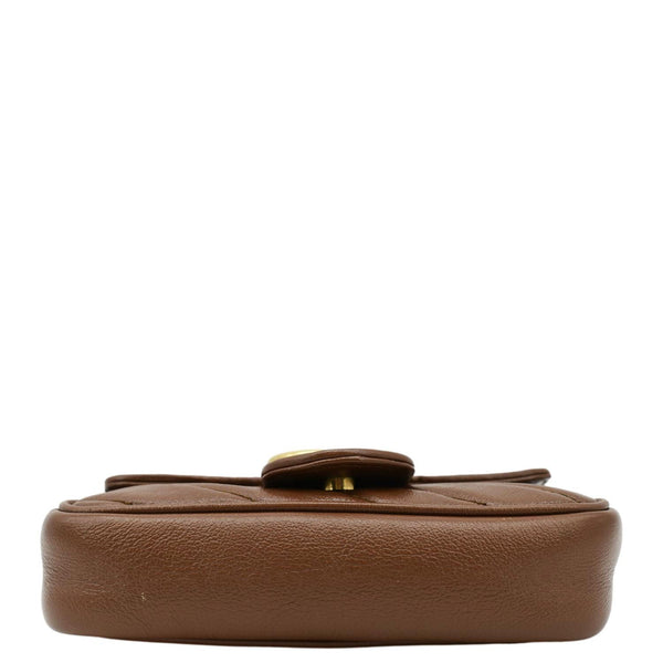 GUCCI GG Marmont Super Mini Matelasse Leather Shoulder Bag Brown 476433
