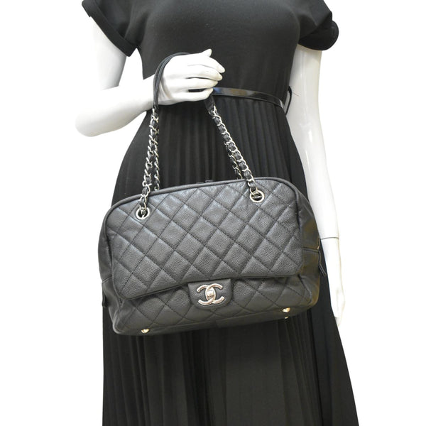 CHANEL Camera Quilted Caviar Leather Shoulder Bag Black
