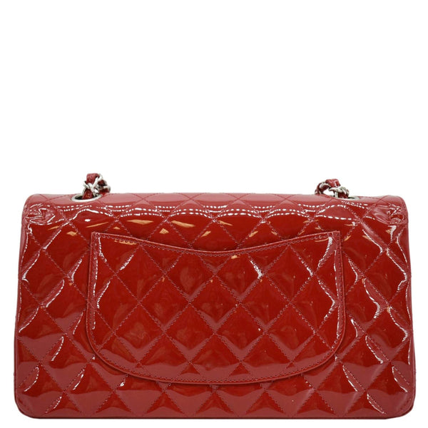 CHANEL Classic Medium Double Flap Quilted Patent Leather back look