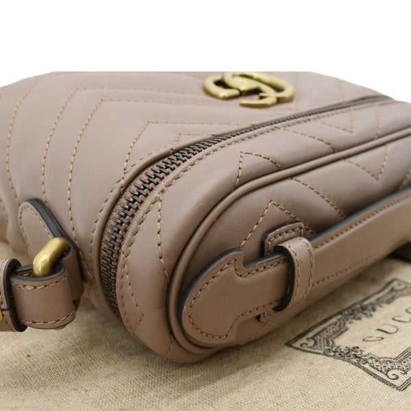 GUCCI GG Marmont Vanity Leather Crossbody Bag Dusty Pink left corner look