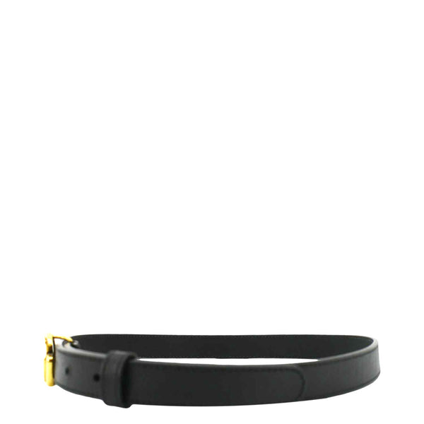 GUCCI Slim Double G Marmont Leather Buckle Belt Black Size 75/30