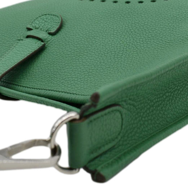 HERMES Evelyne PM III Clemence Leather Crossbody Bag Green