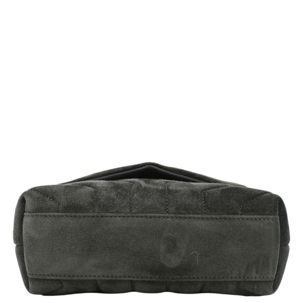YVES SAINT LAURENT Toy Loulou Crossbody Bag Gray Suede with lower side view