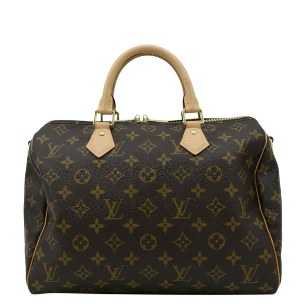 LOUIS VUITTON Speedy 30 Monogram Canvas Satchel Bag Brown