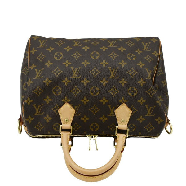 LOUIS VUITTON Speedy 30 Monogram Canvas Satchel Bag Brown