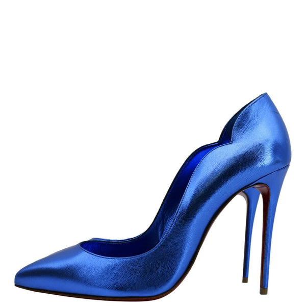 CHRISTIAN LOUBOUTIN So Kate 120 Metallic Leather Shoes Blue EU 39.5