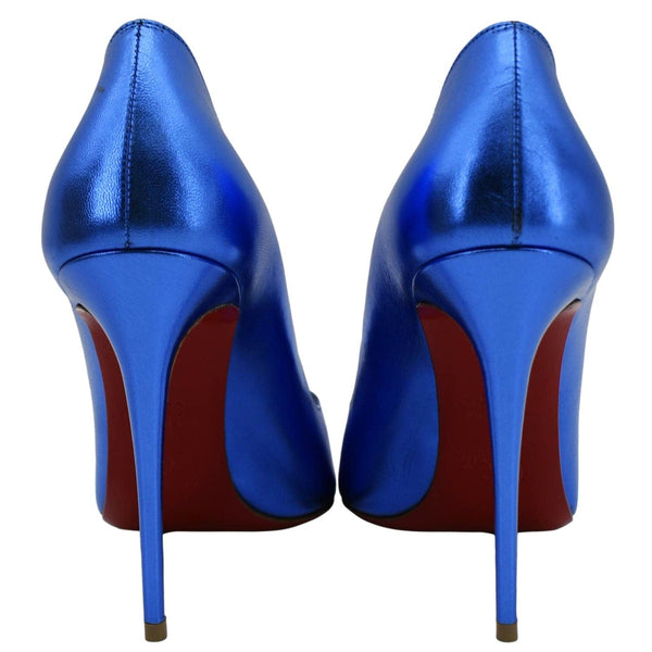 CHRISTIAN LOUBOUTIN So Kate 120 Metallic Leather Shoes Blue EU 39.5