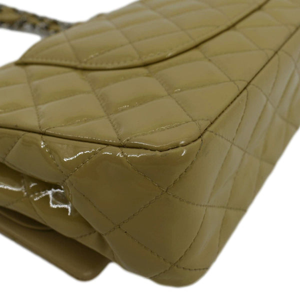 CHANEL Classic Jumbo Double Flap Quilted Leather Shoulder Bag Beige