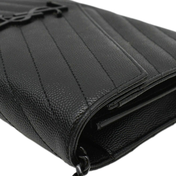 YVES SAINT LAURENT Cassandre Envelope Grain De Poudre Leather Chain Crossbody Bag Black