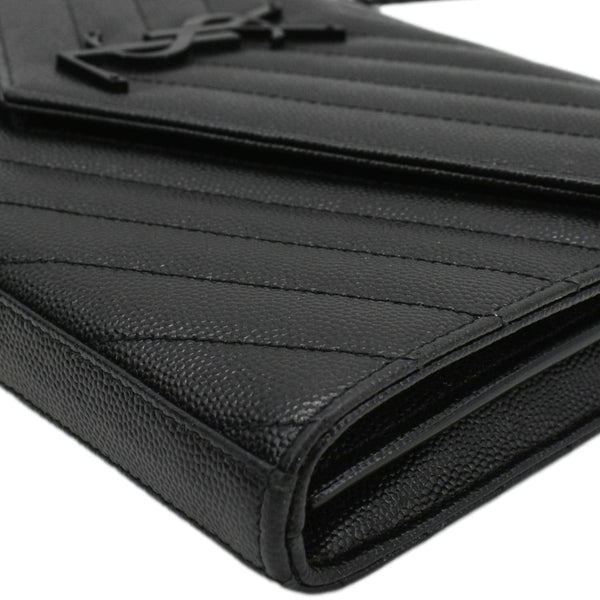 YVES SAINT LAURENT Cassandre Envelope Grain De Poudre Leather Chain Crossbody Bag Black