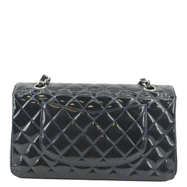 CHANEL Medium Double Flap Quilted Patent Leather Shoulder Bag Olive