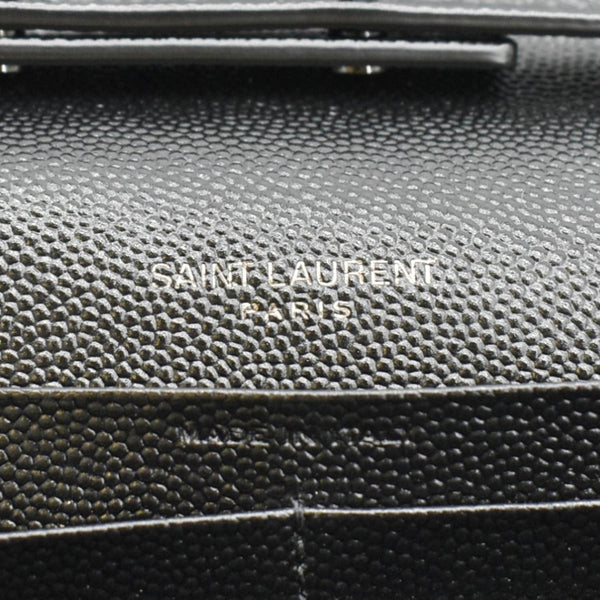 YVES SAINT LAURENT Cassandre Envelope Grain De Poudre Leather Chain Crossbody Bag Black