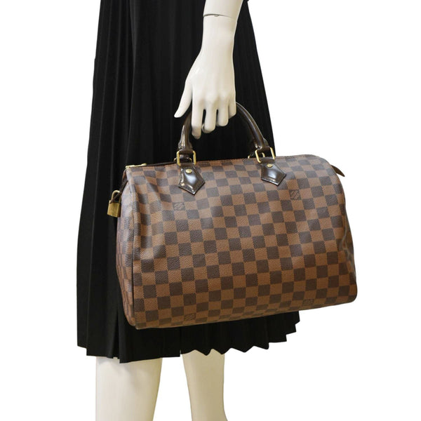 LOUIS VUITTON Speedy 30 Damier Ebene Satchel Bag Brown