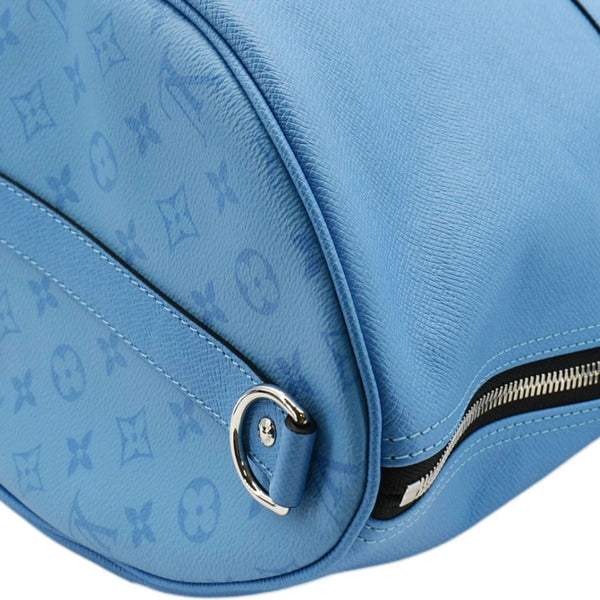 LOUIS VUITTON Keepall 50 Bandouliere Monogram Taiga Leather Travel Bag Blue