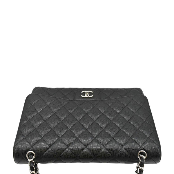 CHANEL Classic Maxi Single Flap Caviar Leather Shoulder Bag Black