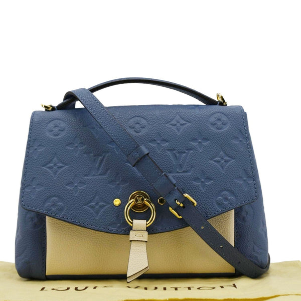 LOUIS VUITTON Blanche BB Monogram Empreinte Leather Shoulder Bag Blue front side