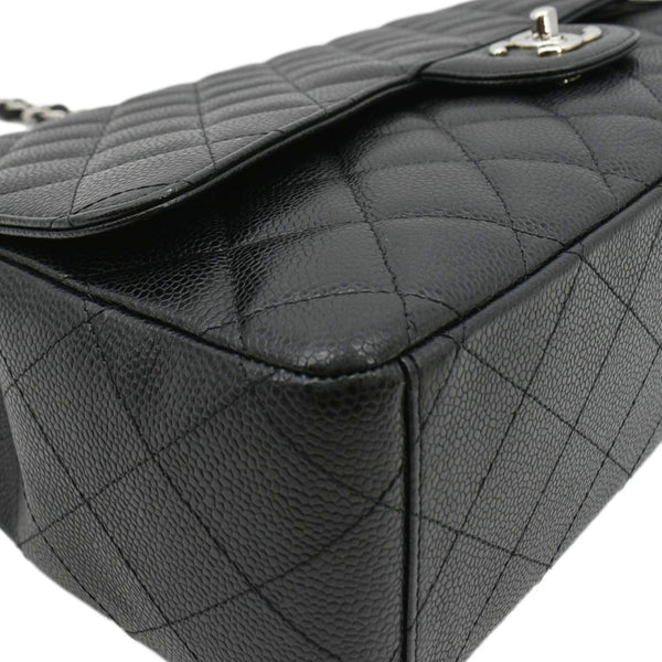 CHANEL Classic Maxi Single Flap Caviar Leather Shoulder Bag Black