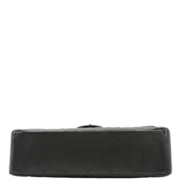 CHANEL Classic Maxi Single Flap Caviar Leather Shoulder Bag Black
