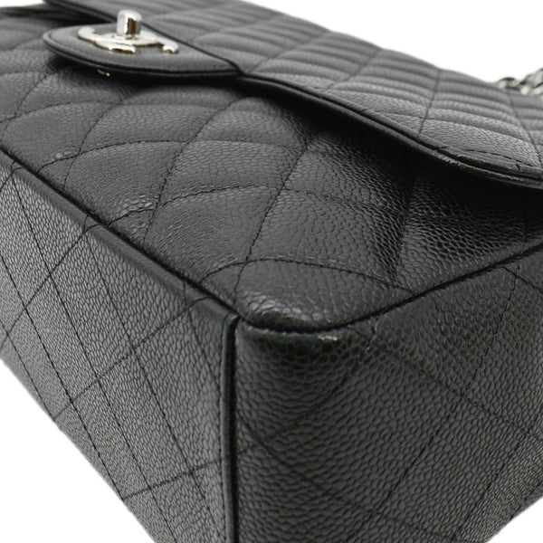 CHANEL Classic Maxi Single Flap Caviar Leather Shoulder Bag Black