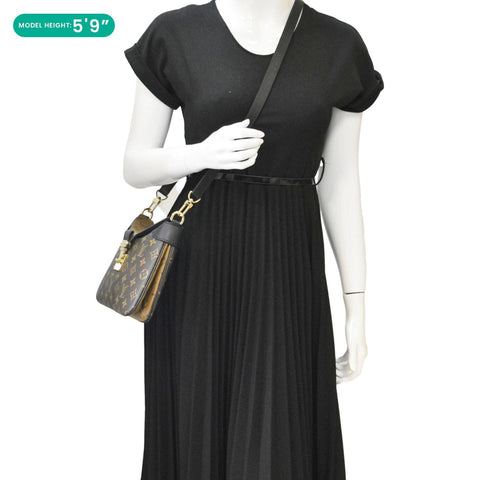 LOUIS VUITTON Twinny Monogram Canvas Shoulder Bag Brown