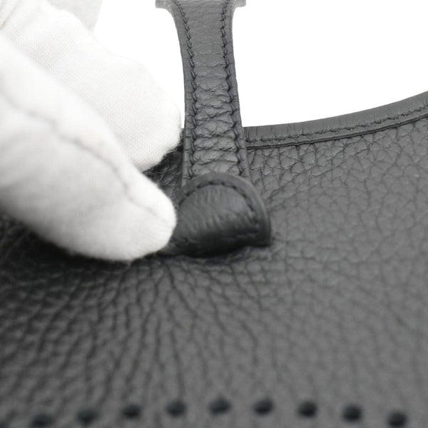 HERMES Evelyne TPM Clemence Leather Crossbody Bag Black