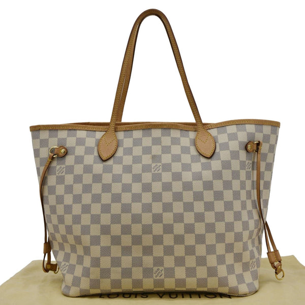 LOUIS VUITTON Neverfull MM Damier Azur Shoulder Bag Rose Ballerine back look