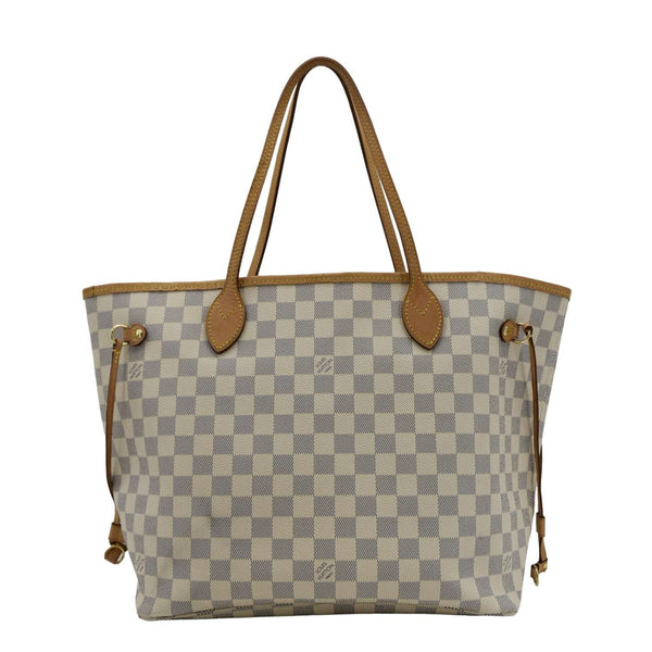 LOUIS VUITTON Neverfull MM Damier Azur Shoulder Bag Rose Ballerine back side