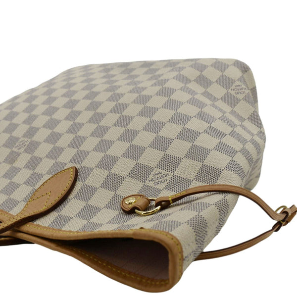 LOUIS VUITTON Neverfull MM Damier Azur Shoulder Bag Rose Ballerine