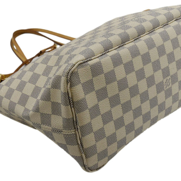 LOUIS VUITTON Neverfull MM Damier Azur Shoulder Bag Rose Ballerine